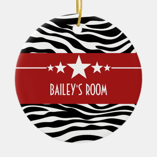 Red Sassy Star Zebra Ornament (Front)