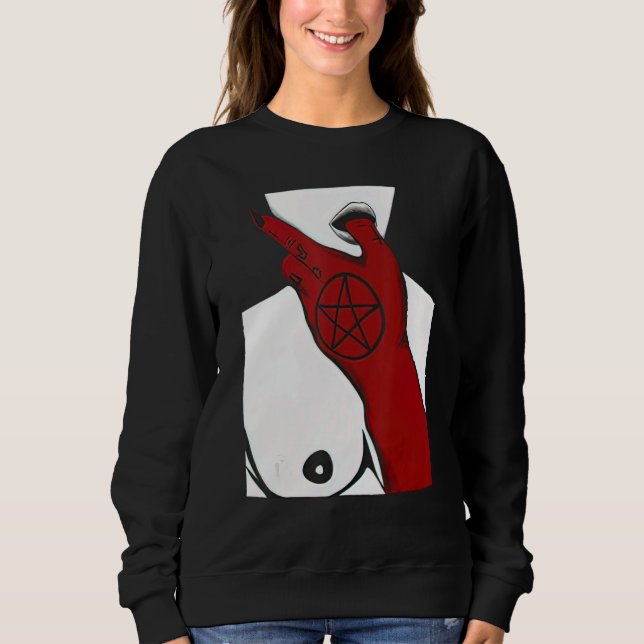 Red Satan Hand Bad Nun Sweatshirt (Front)