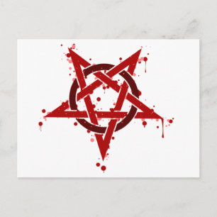 Red Satanic Spotted Pentagram Postcard