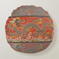 Red Satin Brocade with Cloud Chinese Dragon
