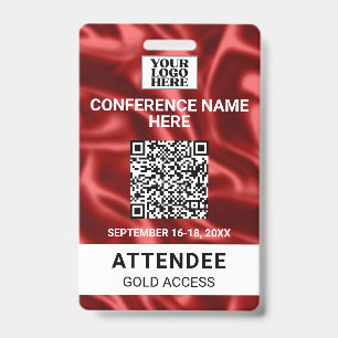 Red Satin Trade Show Conference Event ID Badge