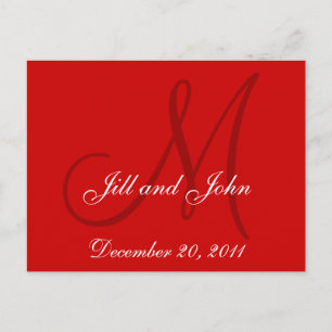 Red Save the Date Custom Monogram Postcards