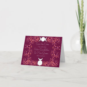 Red Save the Date Notecard Wiccan Handfasting