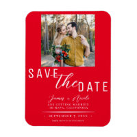 Red Save the Date Photo Wedding