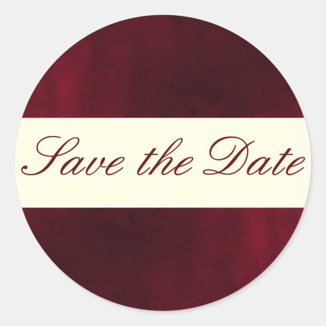 Red Save the Date Sticker/Seal Classic Round Sticker (Front)