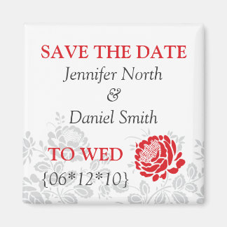 Red Save The Dates Magnet