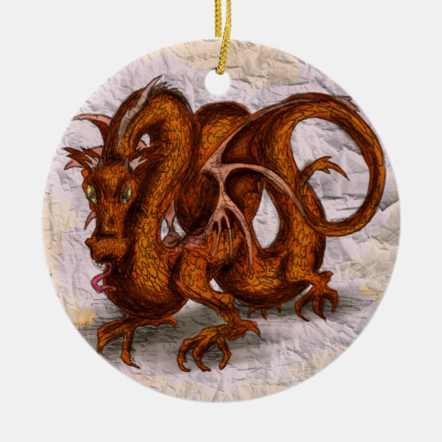 Red Scale Ceramic Tree Decoration (Front)