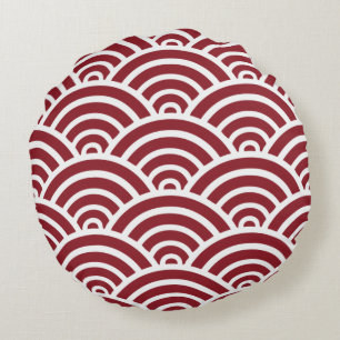 Red Scallop Pattern Round Pillow