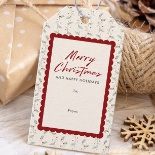 Red Scalloped Christmas To From Gift Tags