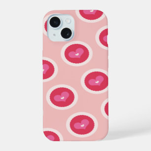 Red Scalloped Cute Love Hearts Valentine's Day iPhone 15 Case