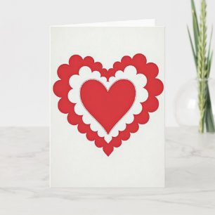 Red Scalloped Heart Love Card