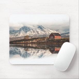 Red Scandinavian Boat House Mouse Pad
