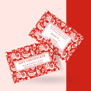 Red Scandinavian Christmas Print Gift Certificate