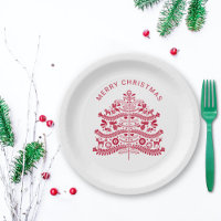 Red Scandinavian Folk Art Christmas Tree