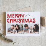 Red Scandinavian Two Photo Christmas Holiday Card<br><div class="desc">Send holiday cheer with our customisable two-photo Christmas card, featuring charming Scandinavian-style typography. This photo collage Christmas card beautifully blends modern aesthetics with festive spirit, allowing you to showcase two of your favourite photos. The modern typography is complemented by a minimalist design that captures the essence of Scandinavian style, making...</div>