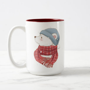 Red Scarf Polar Bear Hate the Cold Snowy Winter Two-Tone Coffee Mug