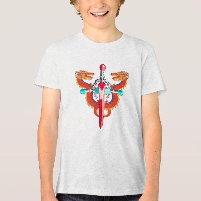 Red Scarlet Sky Dragon Emblem Tri-Blend Shirt (Front)