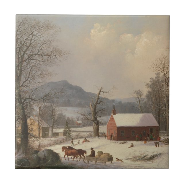 Red School House (Country Scene) 1858 Tile (Front)