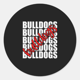 Red School Sports Fan Team Spirit  Classic Round Sticker