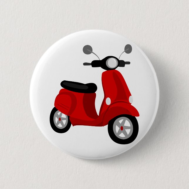 Red Scooter 6 Cm Round Badge (Front)