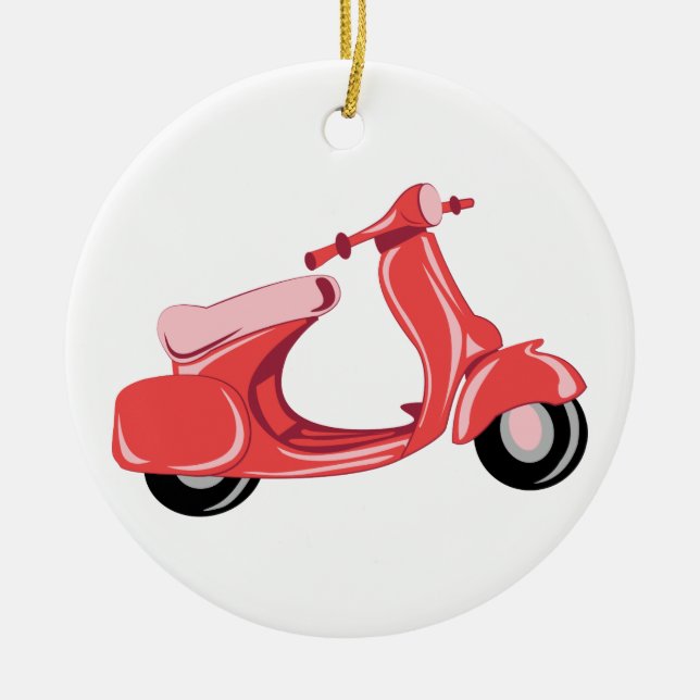 Red Scooter Ceramic Tree Decoration (Front)