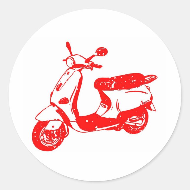 Red Scooter Classic Round Sticker (Front)