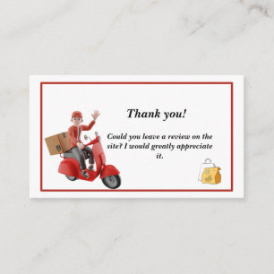 Red Scooter Delivery Driver Thank you  Business Card