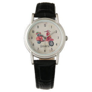 Red Scooter European Style Personalised Watch