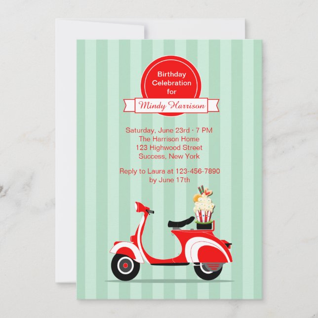 Red Scooter Invitation (Front)