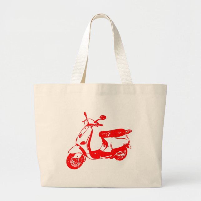 Red Scooter Large Tote Bag (Front)
