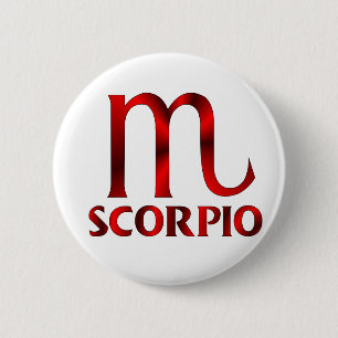 Red Scorpio Horoscope Symbol 6 Cm Round Badge