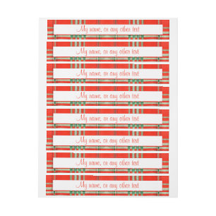 RED SCOTT TARTAN 1"x7.25" Really Wide Labels