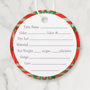 RED SCOTT TARTAN 2" Round Yarn Tags