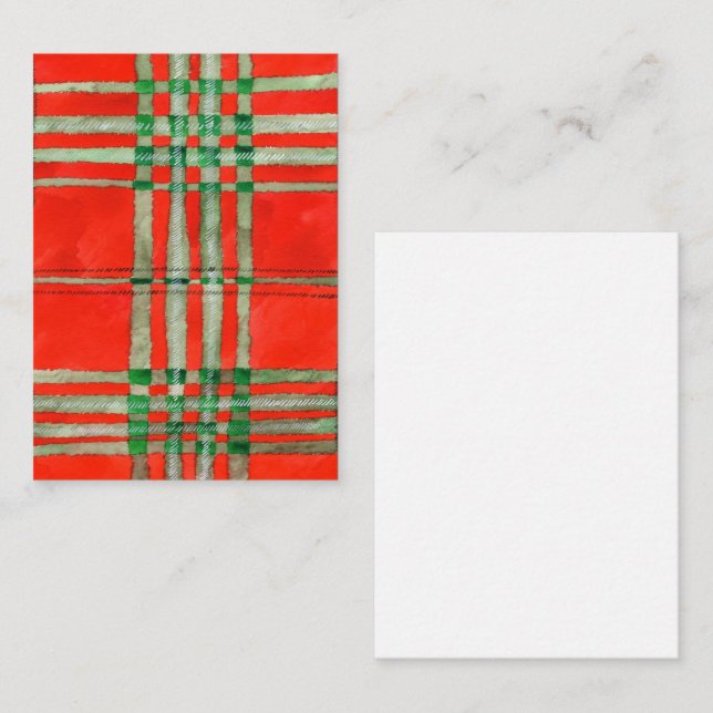 RED SCOTT TARTAN 3.5x2.5 Flat Card (Front/Back)
