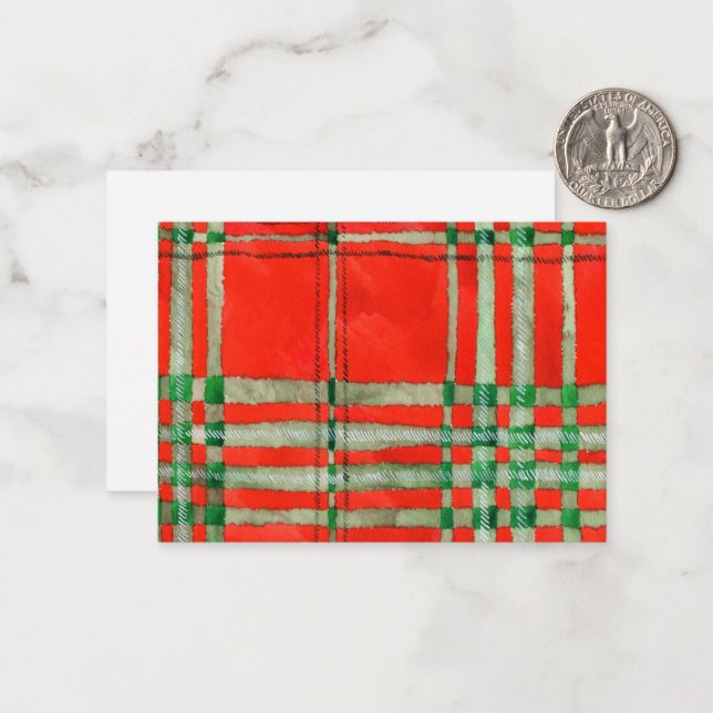 RED SCOTT TARTAN 3.5x2.5 Flat Card / Horizontal (Front/Back In Situ)