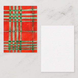 RED SCOTT TARTAN 3.5x2.5 Flat Card / Vertical