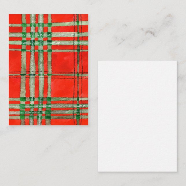 RED SCOTT TARTAN 3.5x2.5 Flat Card / Vertical (Front/Back)