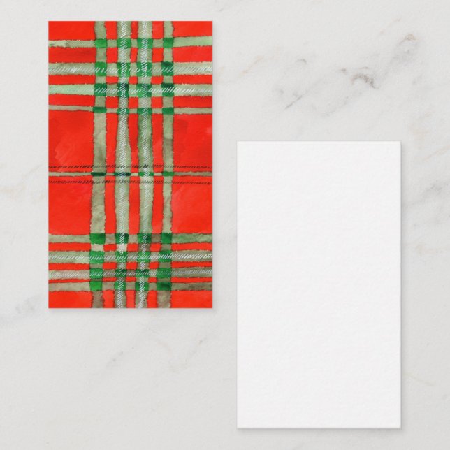 RED SCOTT TARTAN 3.5x2 Flat Card (Front/Back)
