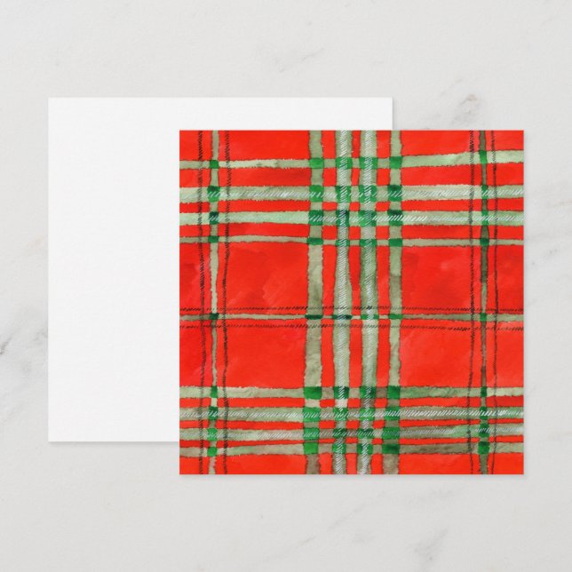 RED SCOTT TARTAN 5.25" Square Flat Card  (Front/Back)