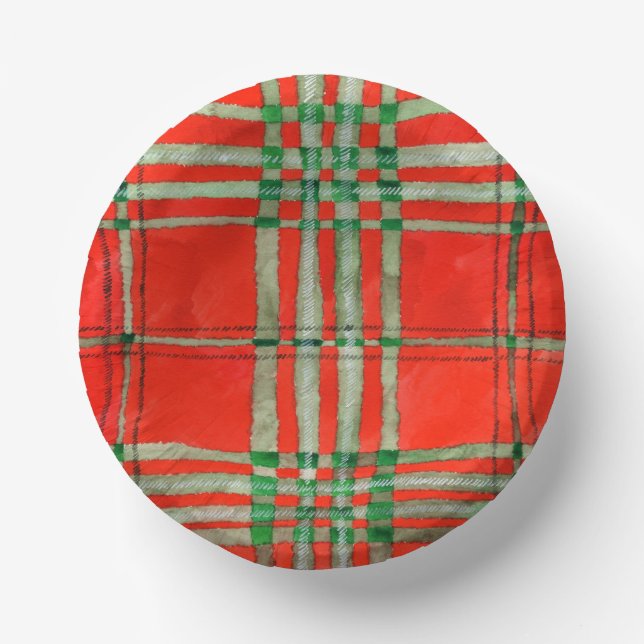 RED SCOTT TARTAN 7" Paper Bowls Plate (Front)