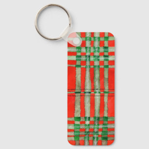 RED SCOTT TARTAN Aluminium Rectangle Keychain