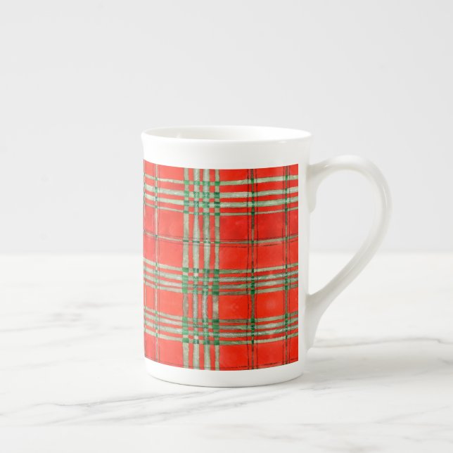 RED SCOTT TARTAN Bone China Mug  (Right)