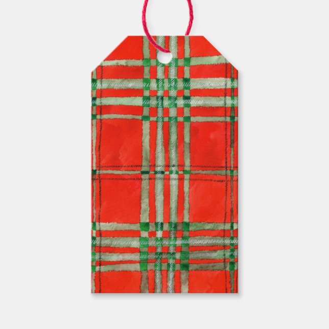 RED SCOTT TARTAN Gift Tags (Front)