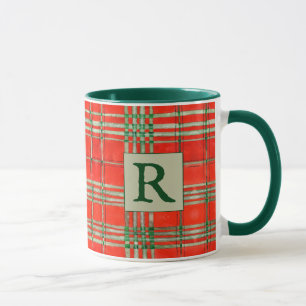 RED SCOTT TARTAN Hunter Green Combo Mug + Initial