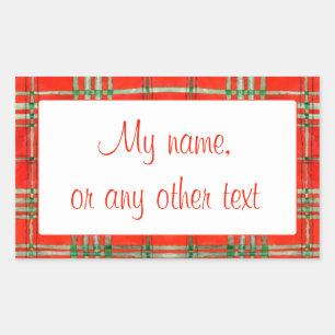 RED SCOTT TARTAN Rectangle Matte Stickers