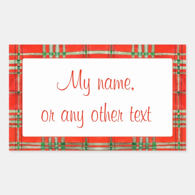 RED SCOTT TARTAN Rectangle Matte Stickers (Front)