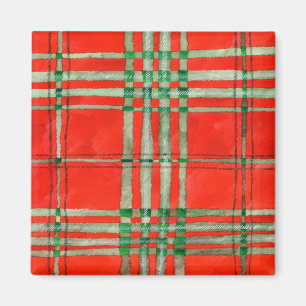 RED SCOTT TARTAN Square Magnet