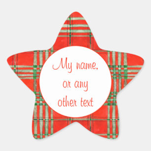 RED SCOTT TARTAN Star Matte Stickers