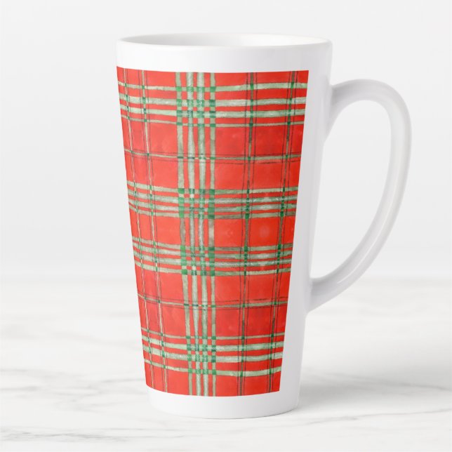 RED SCOTT TARTAN Tall Latte Mug (Right)