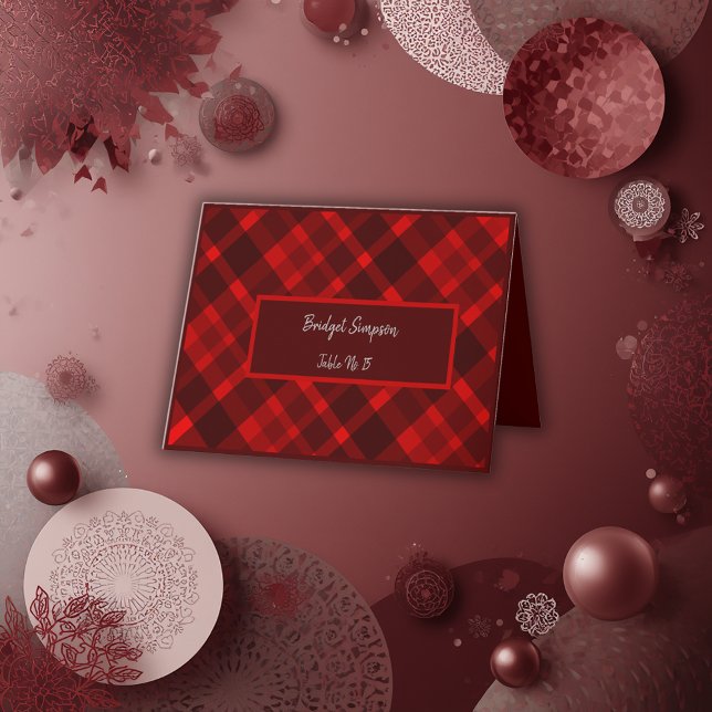 red scottish country wedding guest seating card (Creator Uploaded)